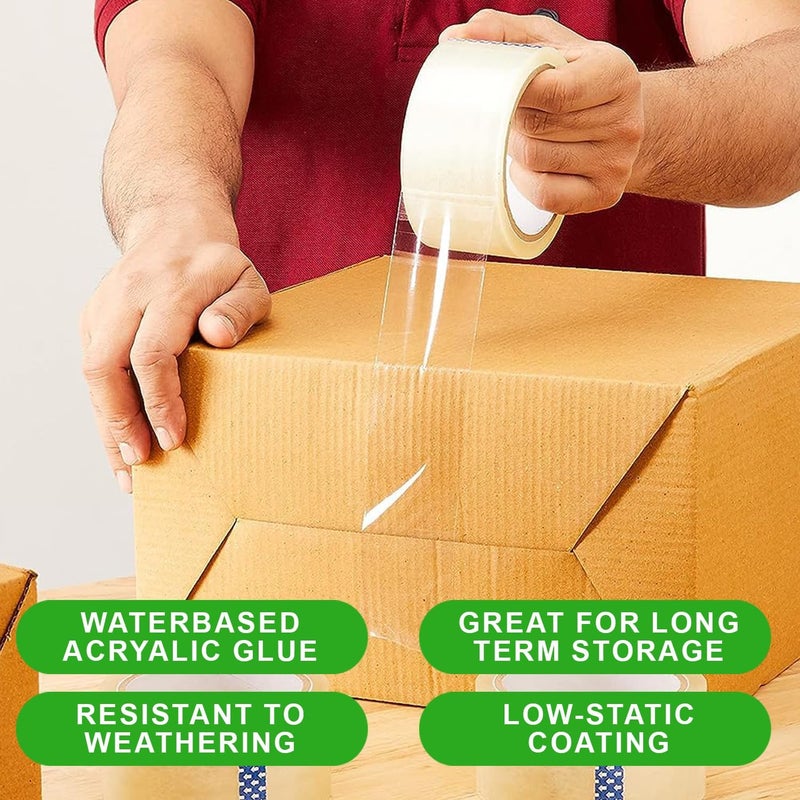 Duravel Packing Tape with Dispenser Gun - Clear Tape Roll and Green Ergonomic Dispenser (2 Pack) - Image 5